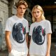 Olive T-shirt with cute starry night dragon graphic