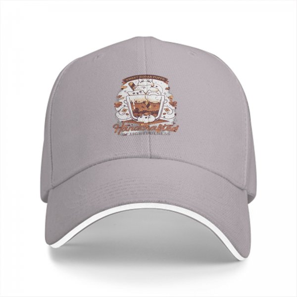 Black Baseball Cap With Cute Sweet Sugar Puffs Drink Graphic