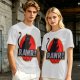 Olive T-Shirt With Black Cat Rawr Dinosaur Parody Graphic