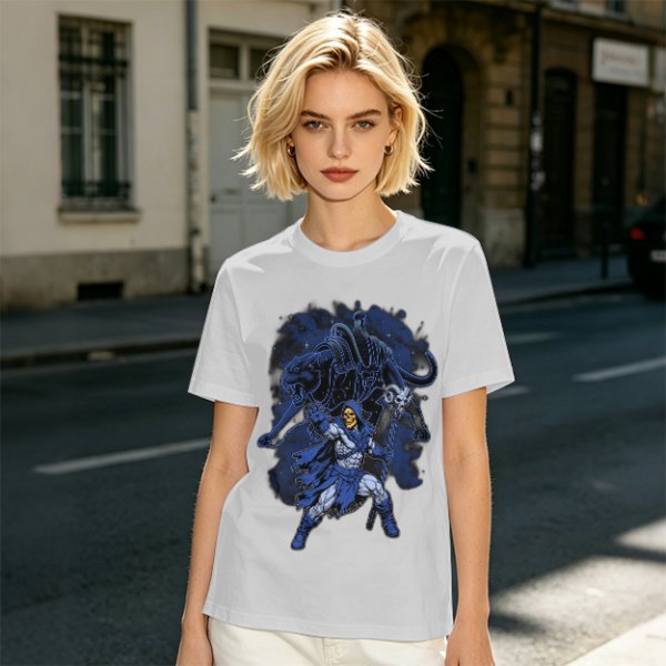 Olive T-Shirt with Skeletor Dark Fantasy Graphic Print