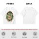 Olive green t-shirt with playful vegetable soup graphic print