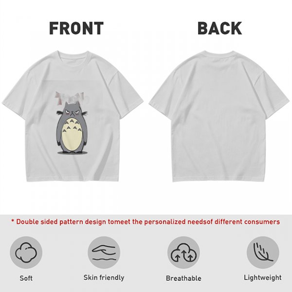 Olive T-shirt with Angry Totoro Graphic Print