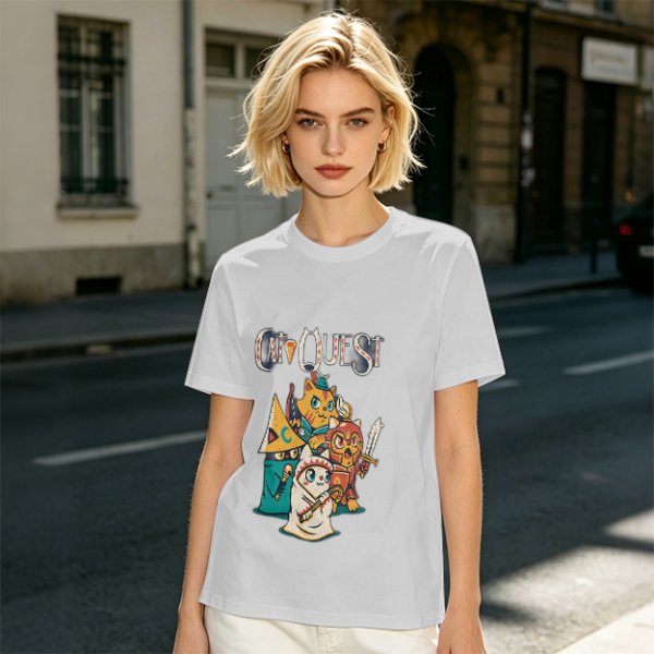Cat Quest Themed T-Shirt With Fantasy Cat Warrior Characters