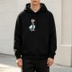 Black Hoodie With Cute Cartoon Goose Wearing Tie And Backpack
