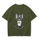 Olive t-shirt with Black Coffee gothic angry cup pentagram print