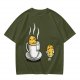 Olive T-Shirt With Funny Cookie In Coffee Cup Print