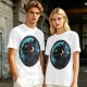Olive T-Shirt With Black Cat And Crescent Moon Graphic