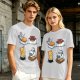Olive T-shirt with cute cat sushi illustrations