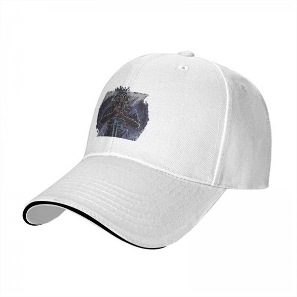 Black Baseball Cap With Dark Fantasy Warrior Sword Print