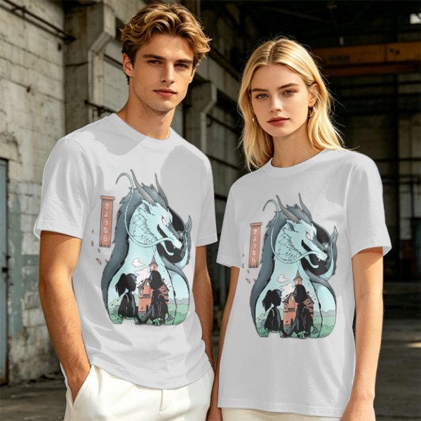 Anime Dragon and Girl Graphic Tee for Fantasy Fans
