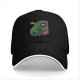 Black Baseball Cap with T-Rex Playing Asteroids Arcade Game Over Print