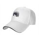 Black baseball cap with angry black cat graphic and 'SORRY!' text