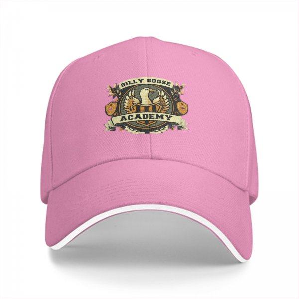 Black Baseball Cap With Silly Goose Academy Emblem Design