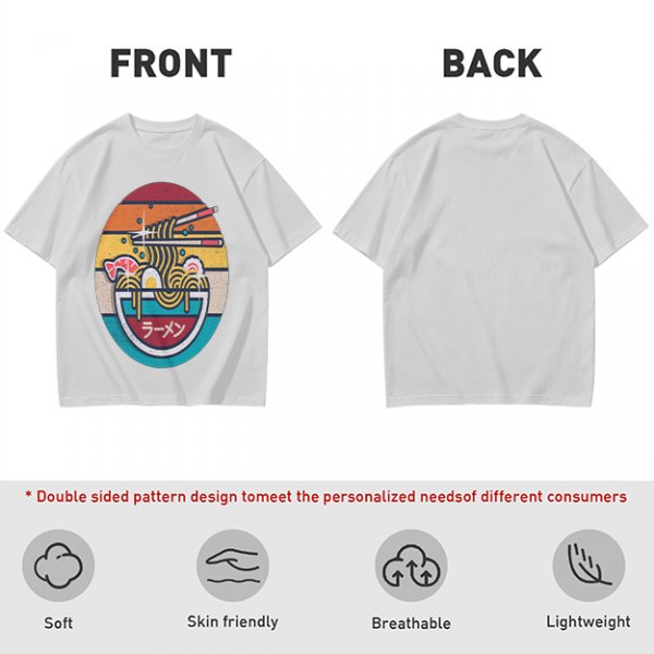 Olive T-shirt with Retro Ramen Bowl Chopsticks Graphic