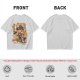 Olive green anime graphic t-shirt with monster and city scene