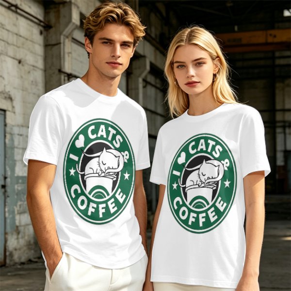I Love Cats And Coffee Graphic T-Shirt