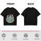 Olive T-shirt with Dancing Skeleton Mountain Rainbow Cat Graphic