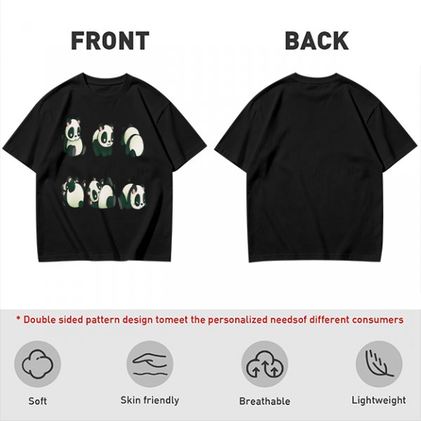 Olive T-Shirt With Cute Rolling Panda Graphic Prints