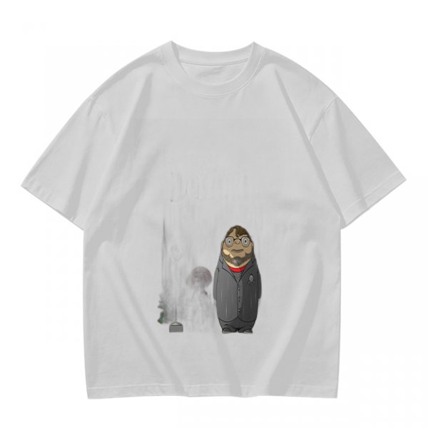 Olive Green T-Shirt With Chibi Bearded Man In Suit Graphic
