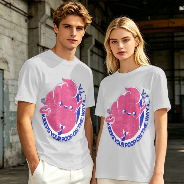 Olive T-Shirt With Funny Colon Graphic 'Keeps Your Poop On The Way' Print