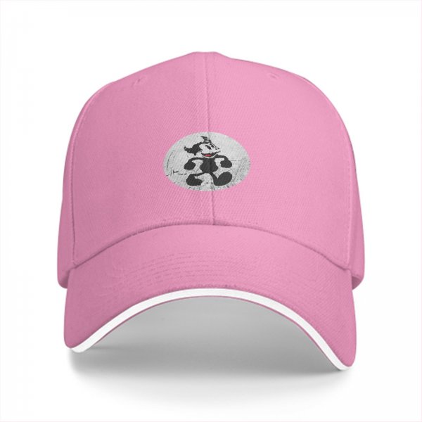 Black baseball cap with vintage cartoon character graphic