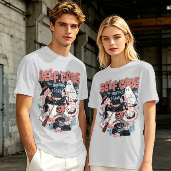 Self Care Before Scare Halloween Themed Graphic T-Shirt