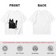 Oversized Army Green T-Shirt With Surprised Black Cat Graphic