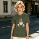 Olive T-Shirt With Surprised Peeking Chicken Graphic And Me? Text