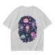 Olive T-shirt with Chibi Fantasy Characters and Whimsical Art Print