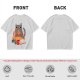 Olive T-Shirt With Cozy Cat Eating Pizza And Gaming Print