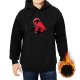 Black Hoodie With Red Cat Logo And Kitten Graphic Print