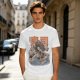 Olive T-shirt with Sushi Dragon Wave Graphic Print