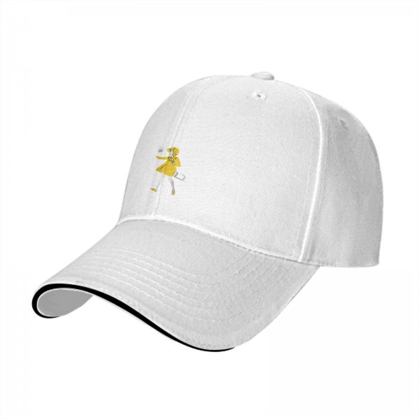 Black baseball cap with yellow rain girl graphic