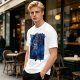Olive T-Shirt with Cosmic Anime Character Graphic Print