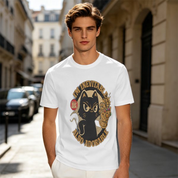 I'm Inevitable Also Adorable Black Cat Infinity Gauntlet T-Shirt