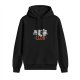 Black hoodie with cartoon characters and CLUB graphic print