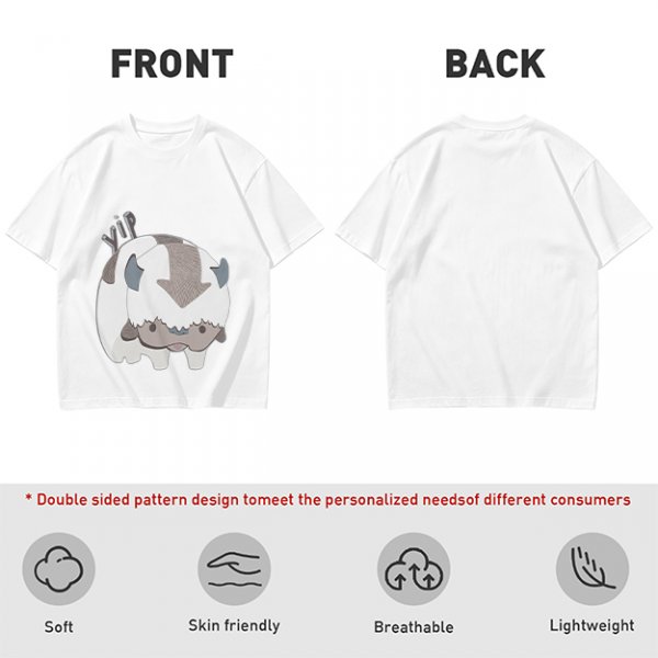 Olive green t-shirt with cute Appa the sky bison print