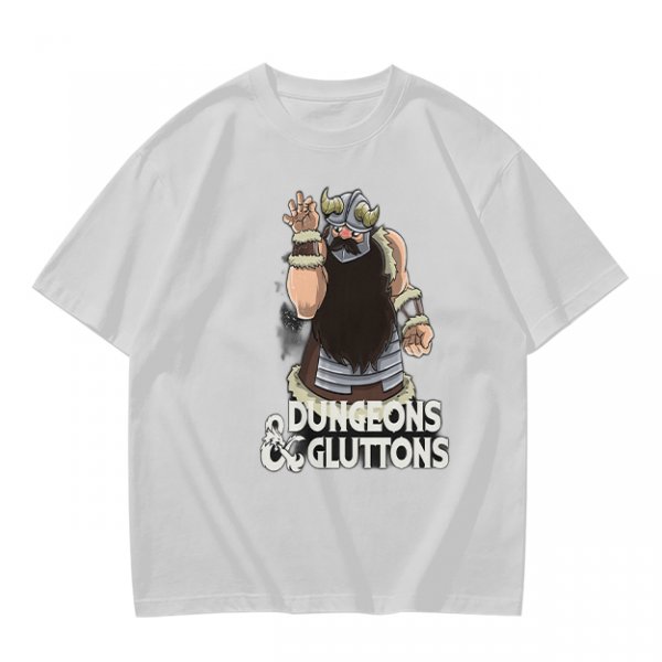 Olive T-Shirt with Dungeons & Gluttons Dwarf Viking Graphic