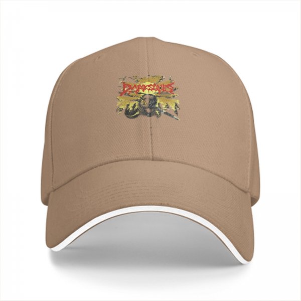 Black baseball cap with Dark Souls themed graphic print