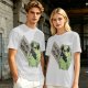Olive t-shirt with cute frog holding knife and 'Don't mess with me' text