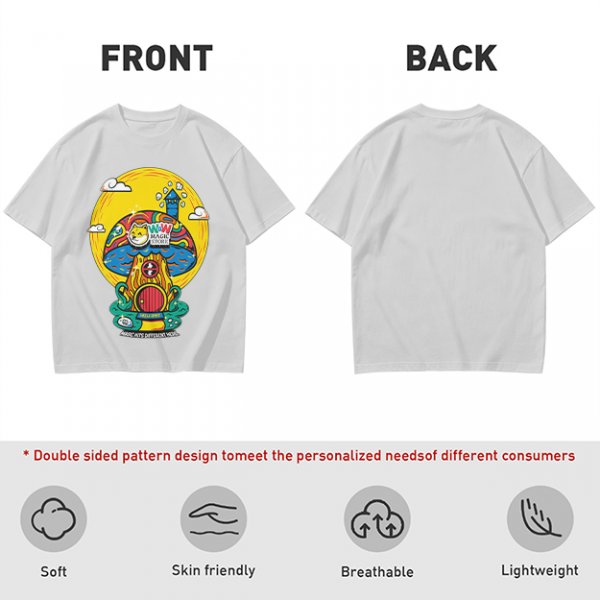 Olive T-Shirt with Trippy Mushroom House Graphic Design