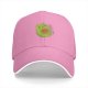 Black baseball cap with cute green cat holding orange yarn ball