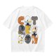 Olive T-Shirt With Cute Cat Letter Graphic Design