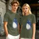 Olive T-Shirt With Blue Whimsical Creature Graphic Print