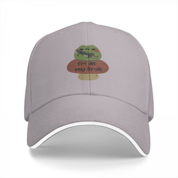 Black baseball cap with frog holding knife and 'I'm at my limit' print