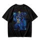 Olive T-Shirt with Cosmic Anime Character Graphic Print