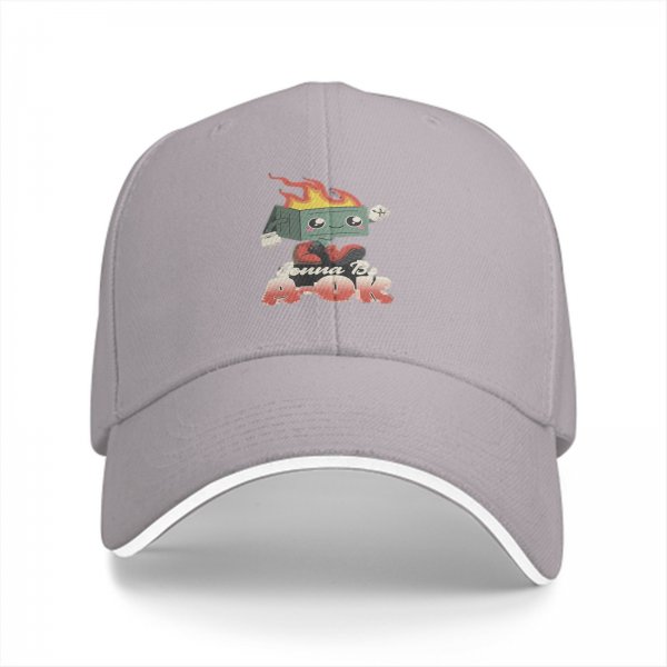 Black baseball cap with 'Gonna Be A-OK' and flaming cassette character