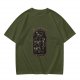 Olive Green T-Shirt with Purranormal Cat Skeleton Tarot Art
