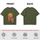 Olive Green T-Shirt with Cozy Frog in Pumpkin Hat Graphic