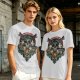 Olive Green Swordsman Skull Graphic Short Sleeve T-Shirt